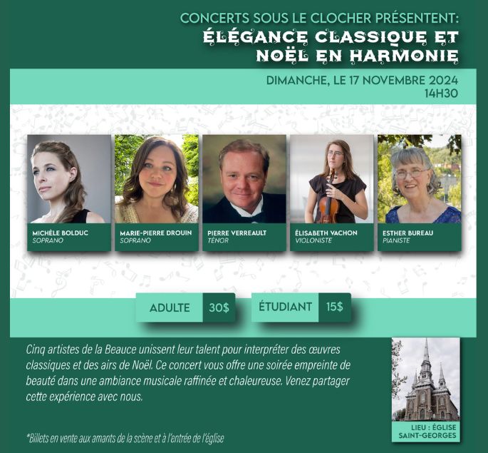 ÉLÉGANCE CLASSIQUE ET NOËL EN HARMONIE, Concerts sous le clocher